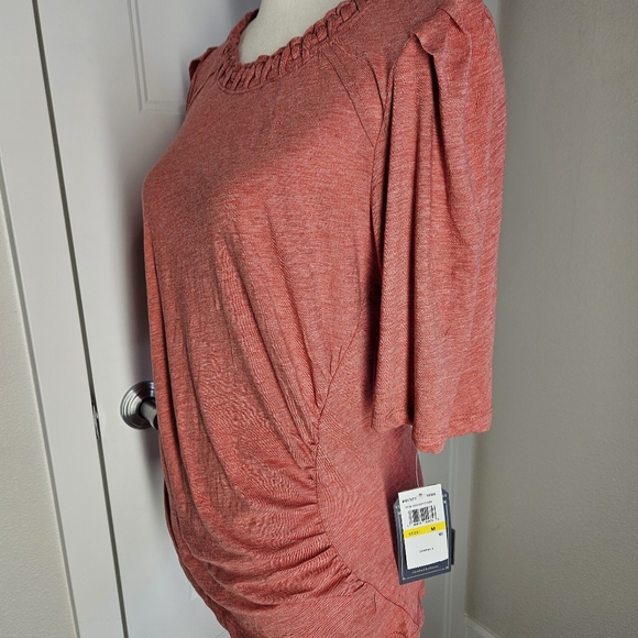 NWT!!! Democracy Elegant Red/Orange Blouse with Braides Neckline SIZE Med. - Picture 2 of 6